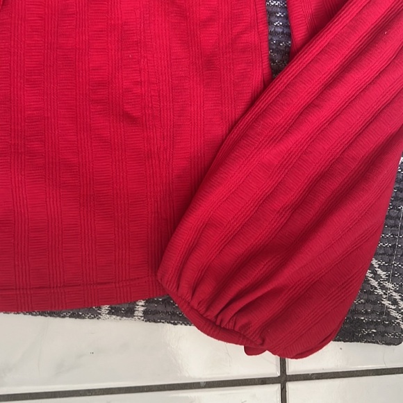 Free People It’s a Date Bow Puff Long Sleeve Microrib Top - Picture 6 of 7